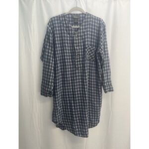 Croft & Barrow Vtg Men's Blue Plaid Flannel Night Shirt Medium